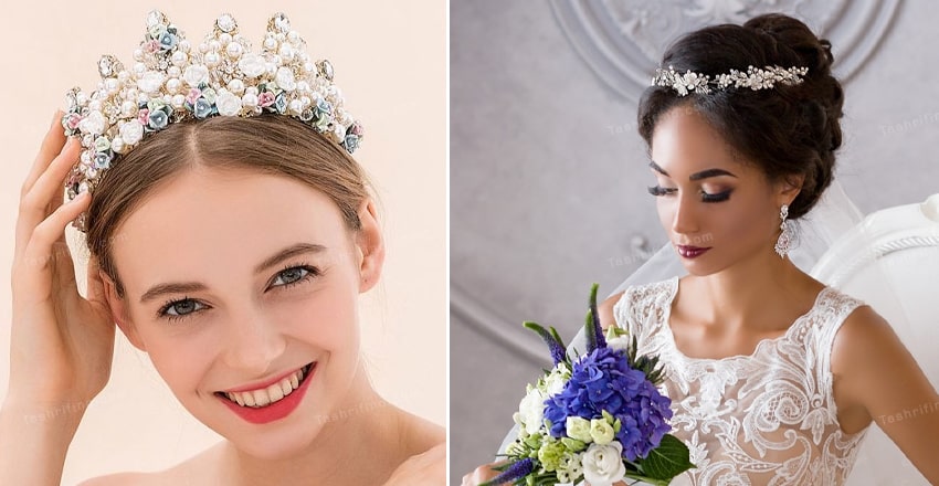 مدل موی عروس با تاج و تور- تاج ملکه ای (موی عروس مدل 2020 )